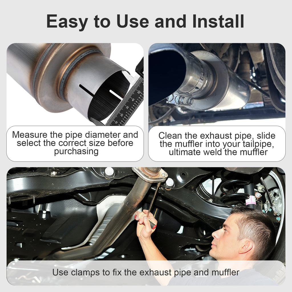 Heavy-Duty Cylindrical Stainless Muffler – Slip-Fit, 30" Body – 4", 5" (J Series)