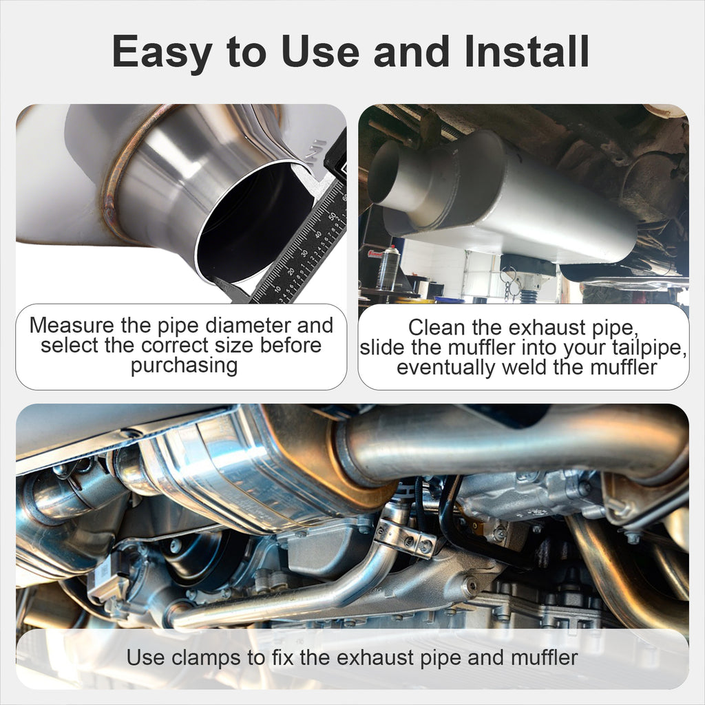 Chambered Performance Muffler – Standard Body, Center-In / Center-Out – 2.5", 3" – Stainless or Black (A Series)