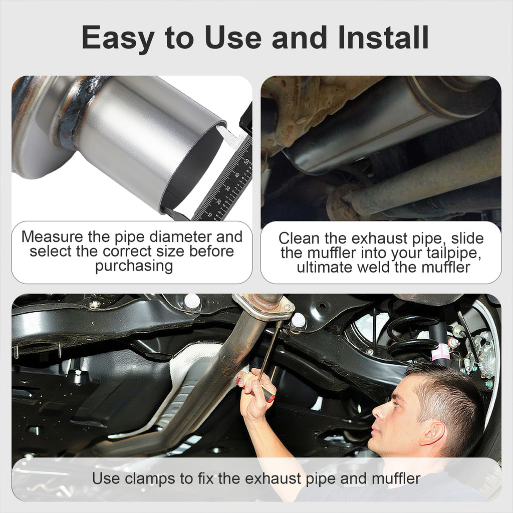 Cylindrical Stainless Chambered Muffler – Textured Finish – 2.25", 2.5" (J Series)