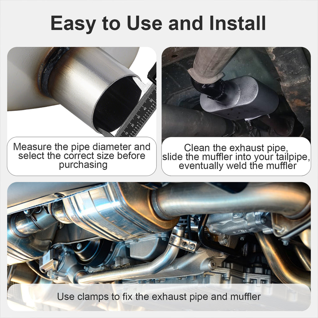 Chambered Performance Muffler – Compact Body, Center-In / Center-Out – 2", 2.25", 2.5", 3" – Stainless or Black (A Series)