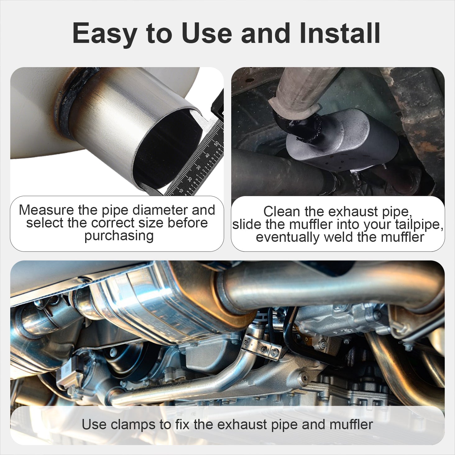 Chambered Performance Muffler – Compact Body, Center-In / Center-Out – 2", 2.25", 2.5", 3" – Stainless or Black (A Series)