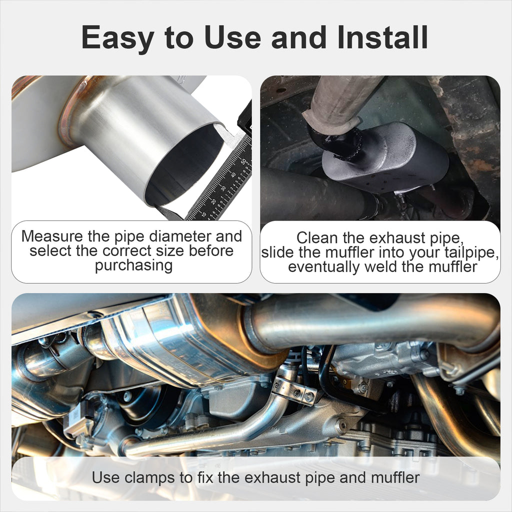 Stainless Chambered Performance Muffler – Compact Body, Single-In / DUAL-Outlet (PL-133D225-A8)