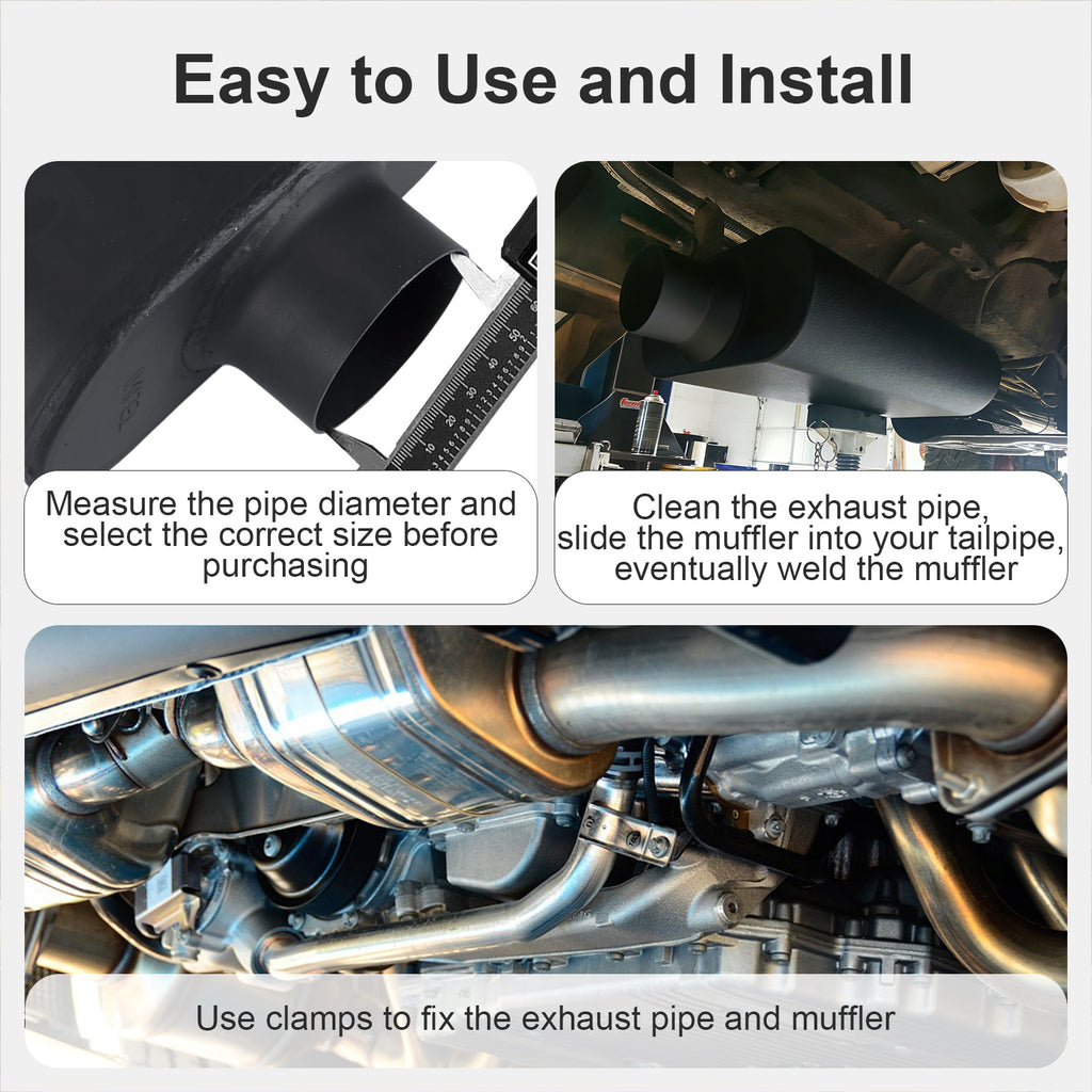 Chambered Performance Muffler – Standard Body, Center-In / Center-Out – 2.5", 3" – Stainless or Black (A Series)