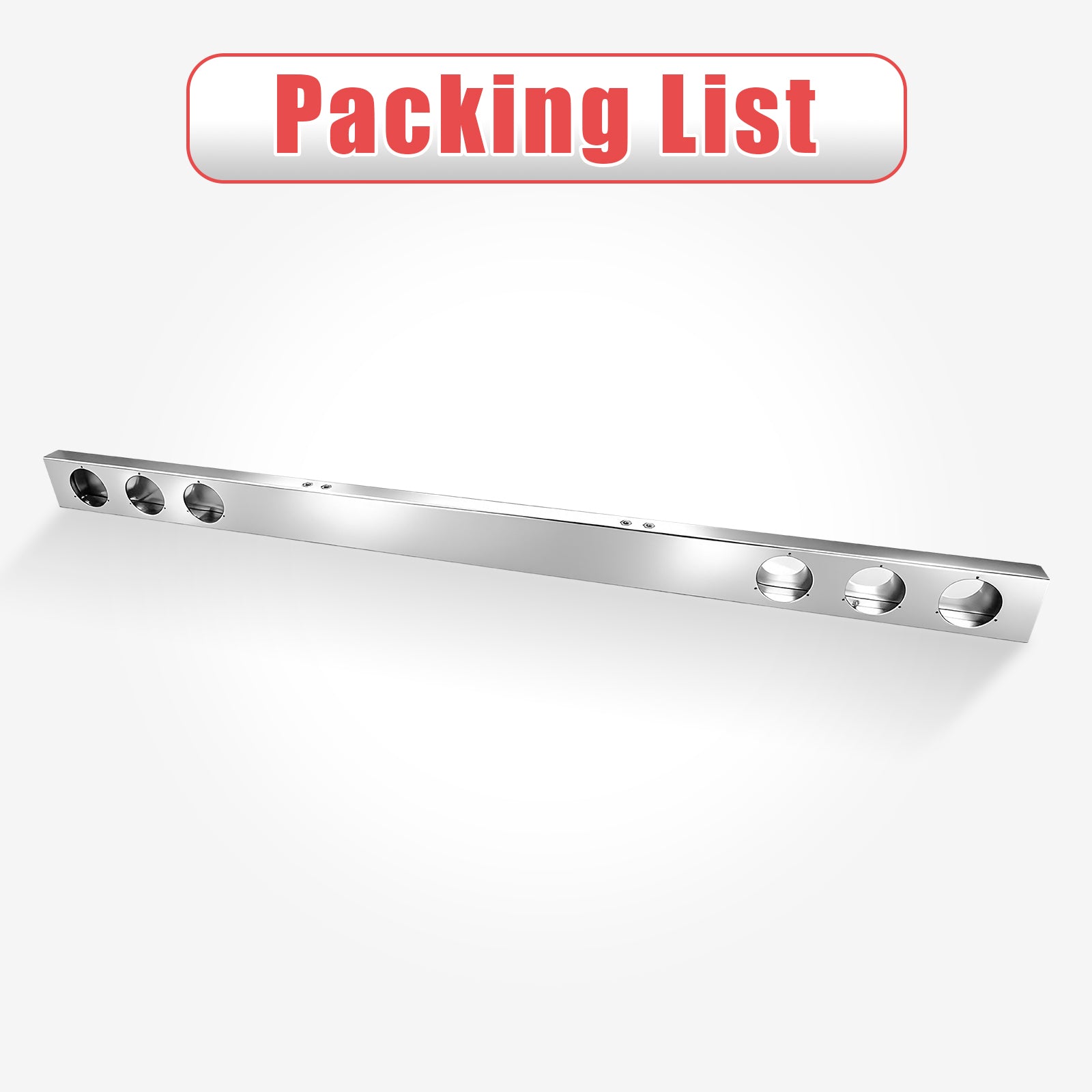 92" Chrome Stainless Steel Rear Center Light Panel for Semi Trucks – 6 Light Cutouts (PL-9021SS)