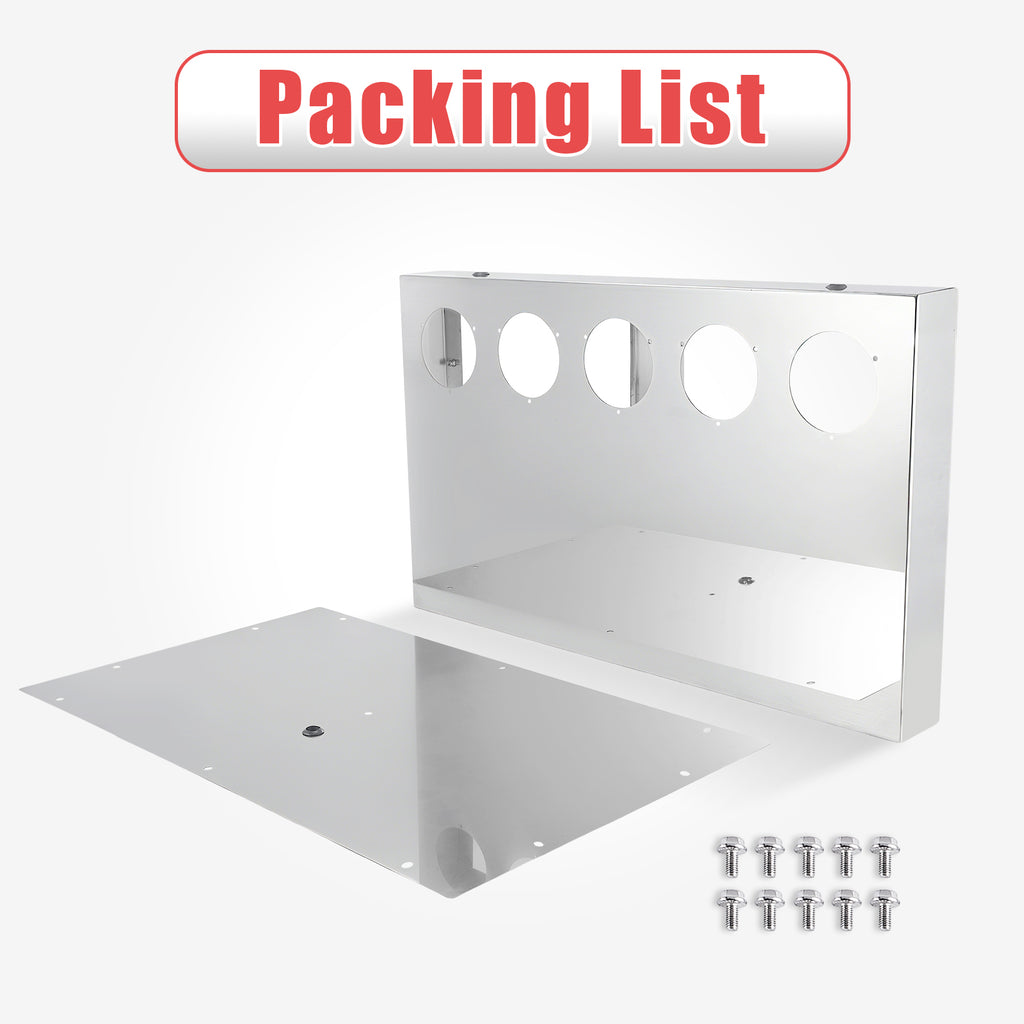 33" Chrome Stainless Steel Tall Rear Light Panel for Semi Trucks – 5 Large 4" Light Cutouts (PR-9011SS)