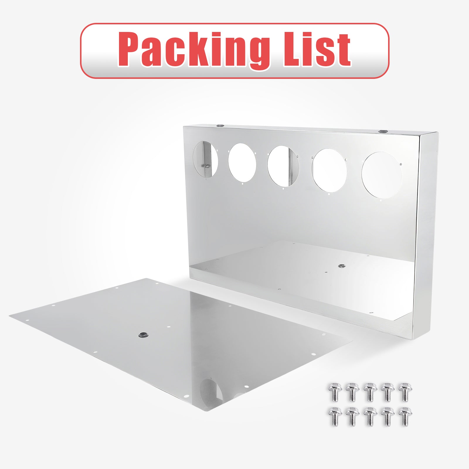 33" Chrome Stainless Steel Tall Rear Light Panel for Semi Trucks – 5 Large 4" Light Cutouts (PR-9011SS)