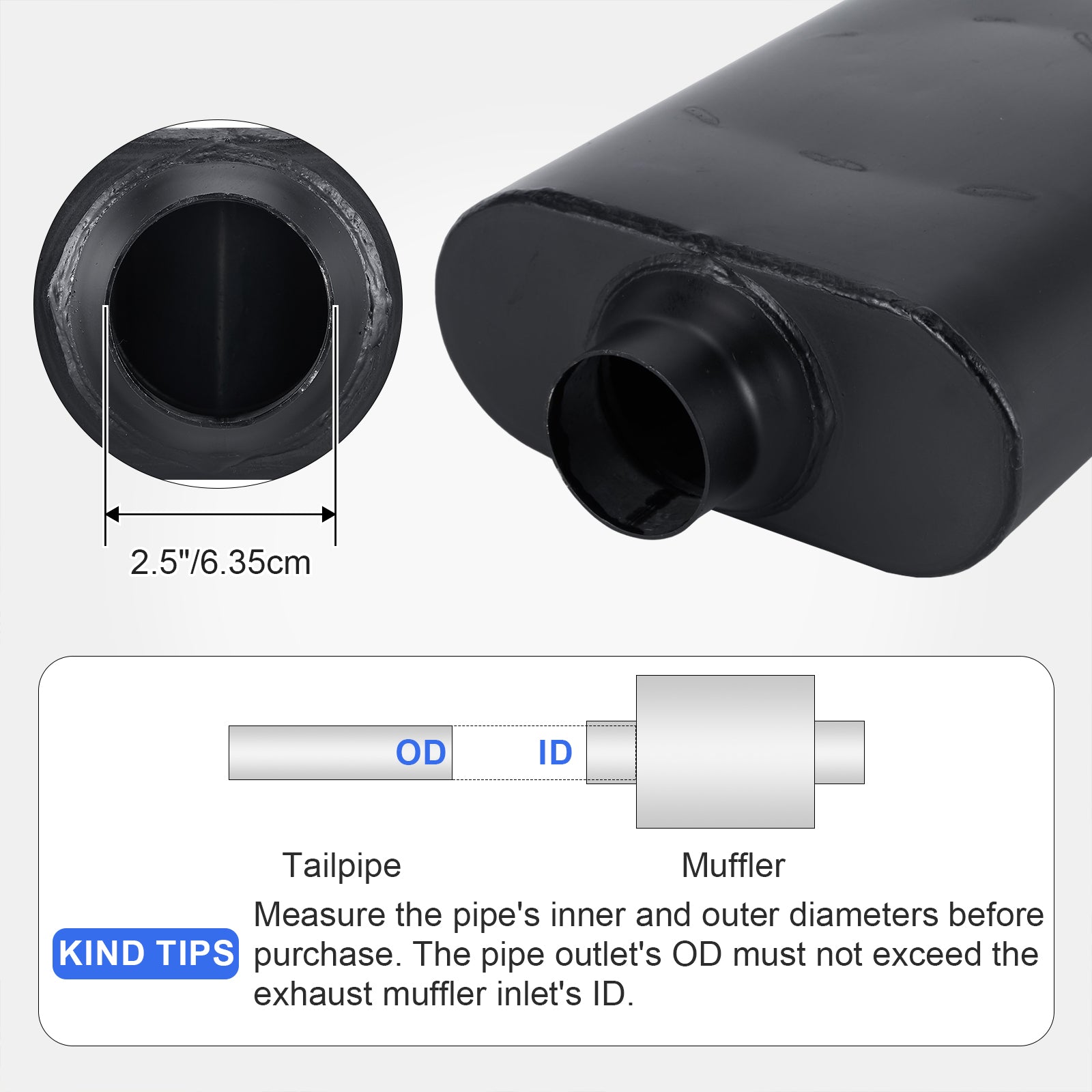 Stainless Chambered Performance Muffler – Standard Body, Offset-In / Offset-Out – Stainless or Black (PL-O1725-A23)