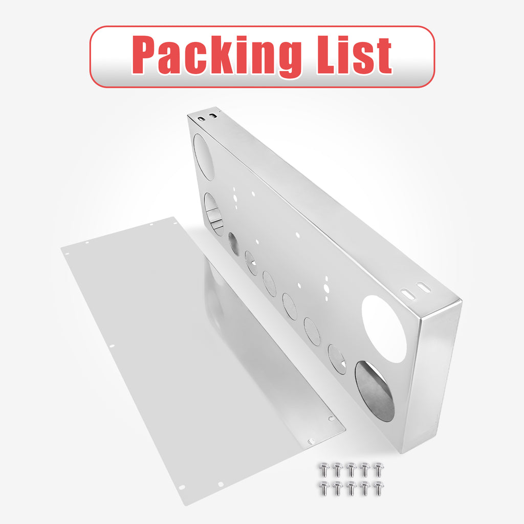 34" Chrome Stainless Steel Rear Center License Plate Panel for Semi Trucks – 4 Large + 7 Small Light Cutouts (PR-9005SS)