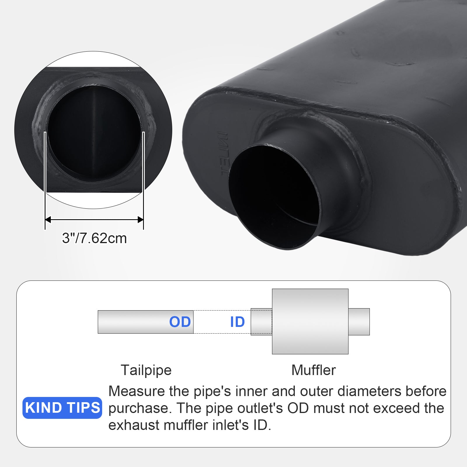 Chambered Performance Muffler – Standard Body, Center-In / Center-Out – 2.5", 3" – Stainless or Black (A Series)