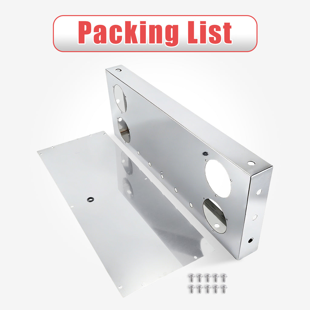 34" Chrome Stainless Steel Rear Center Light Panel for Semi Trucks – 4 Large + 5 Mini LED Cutouts (PR-9007SS)