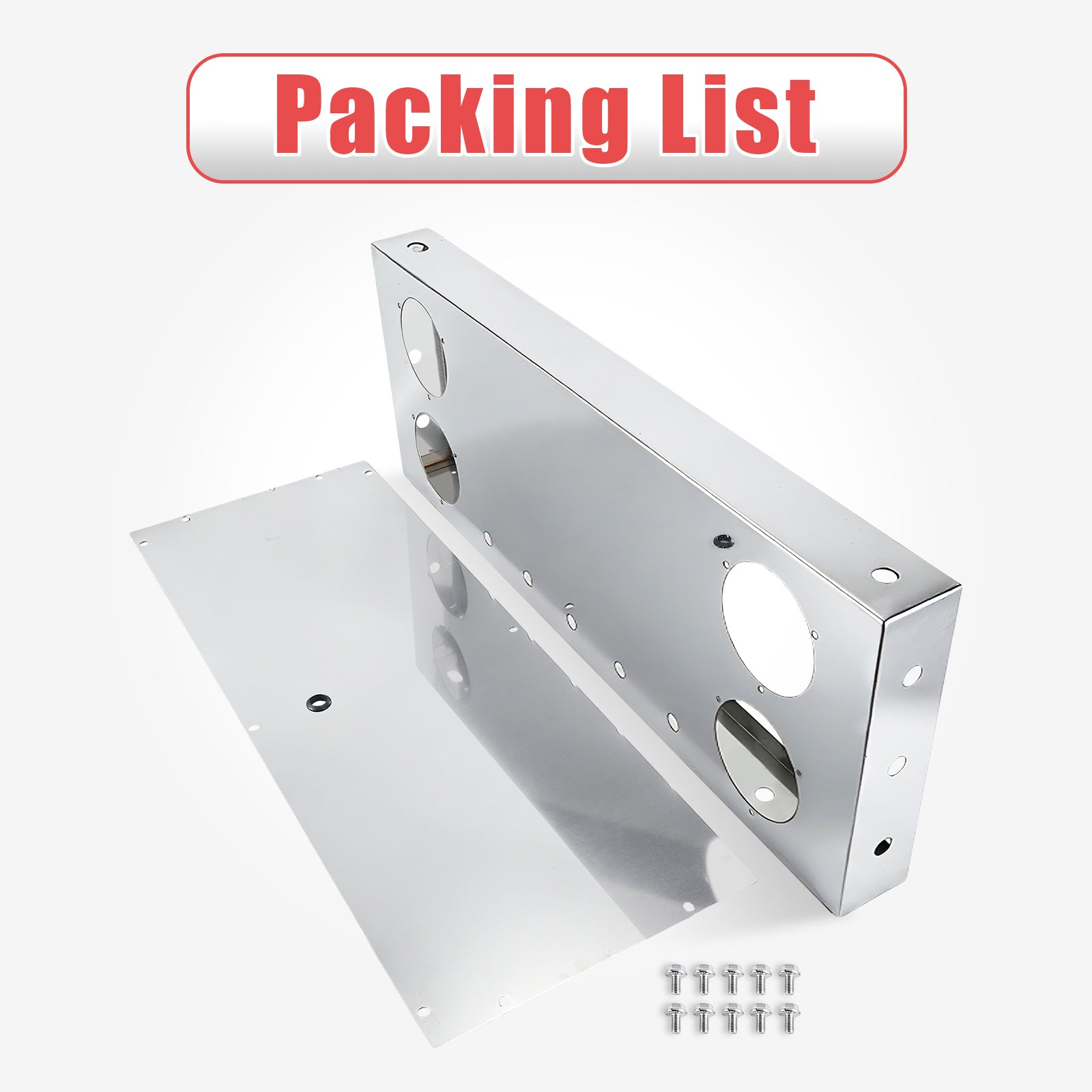 34" Chrome Stainless Steel Rear Center Light Panel for Semi Trucks – 4 Large + 5 Mini LED Cutouts (PR-9007SS)