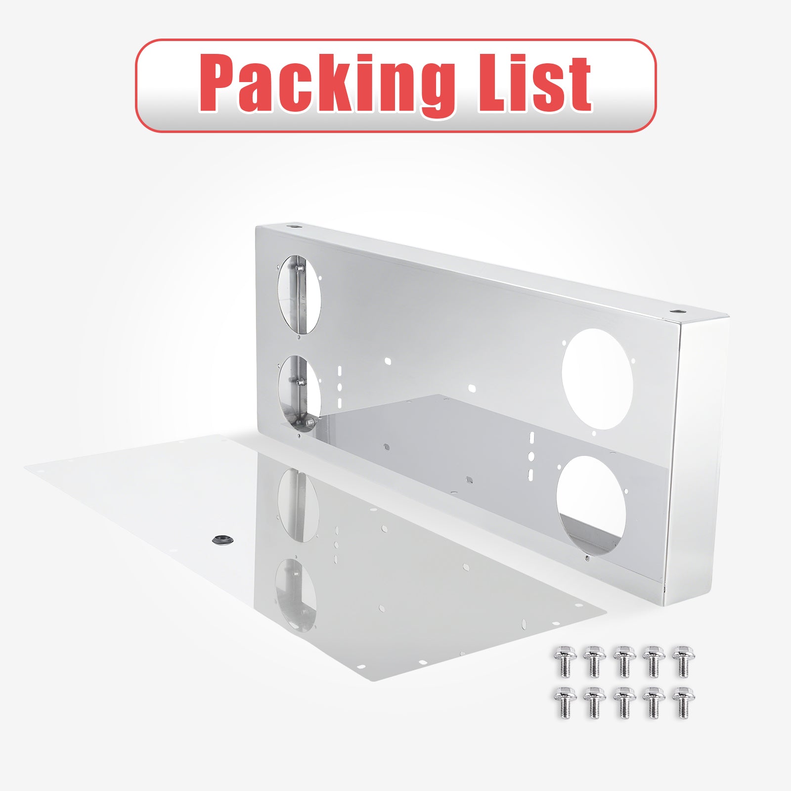 34" Chrome Stainless Steel Rear Center Light Panel for Semi Trucks – 4 Large 4" Corner Lights (PR-9010SS)
