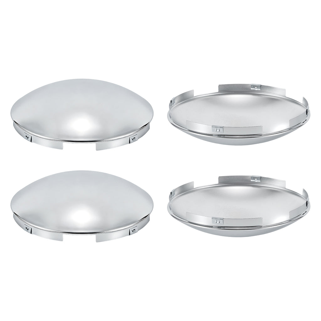 Chrome Front Axle Hub Cover – Dome Style, 4 Clips – 8.9" OD / 8.6" ID (H1F85N4-H50)