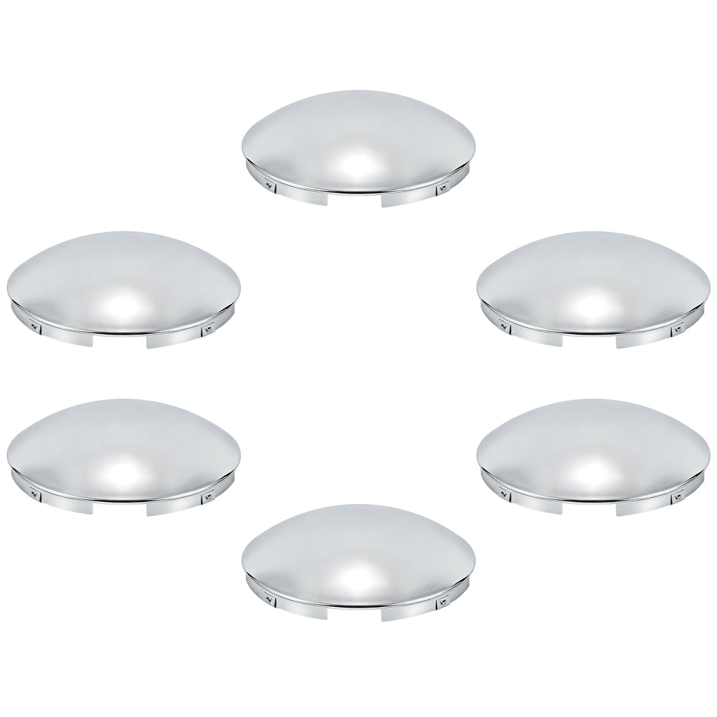Chrome Front Axle Hub Cover – Dome Style, 4 Clips – 8.9" OD / 8.6" ID (H1F85N4-H50)