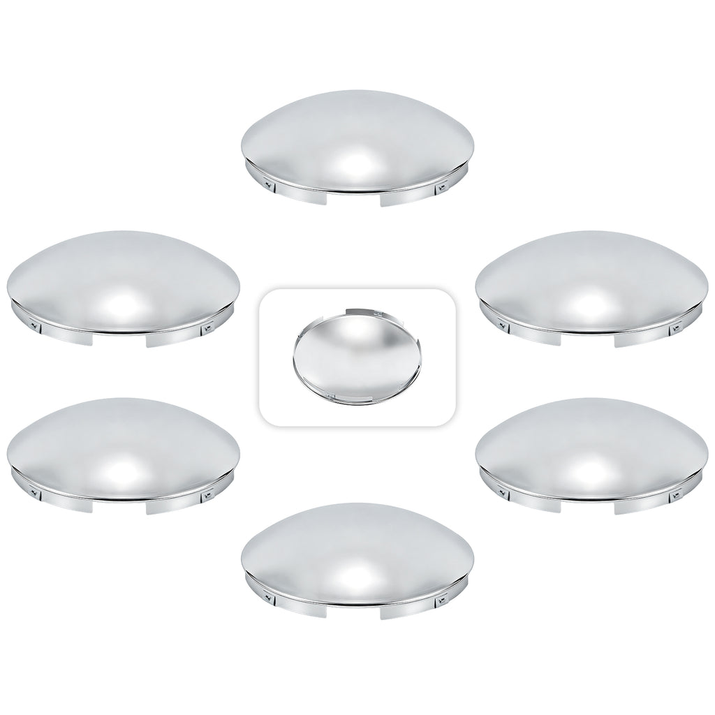 Chrome Front Axle Hub Cover – Dome Style, 4 Clips – 8.9" OD / 8.6" ID (H1F85N4-H50)