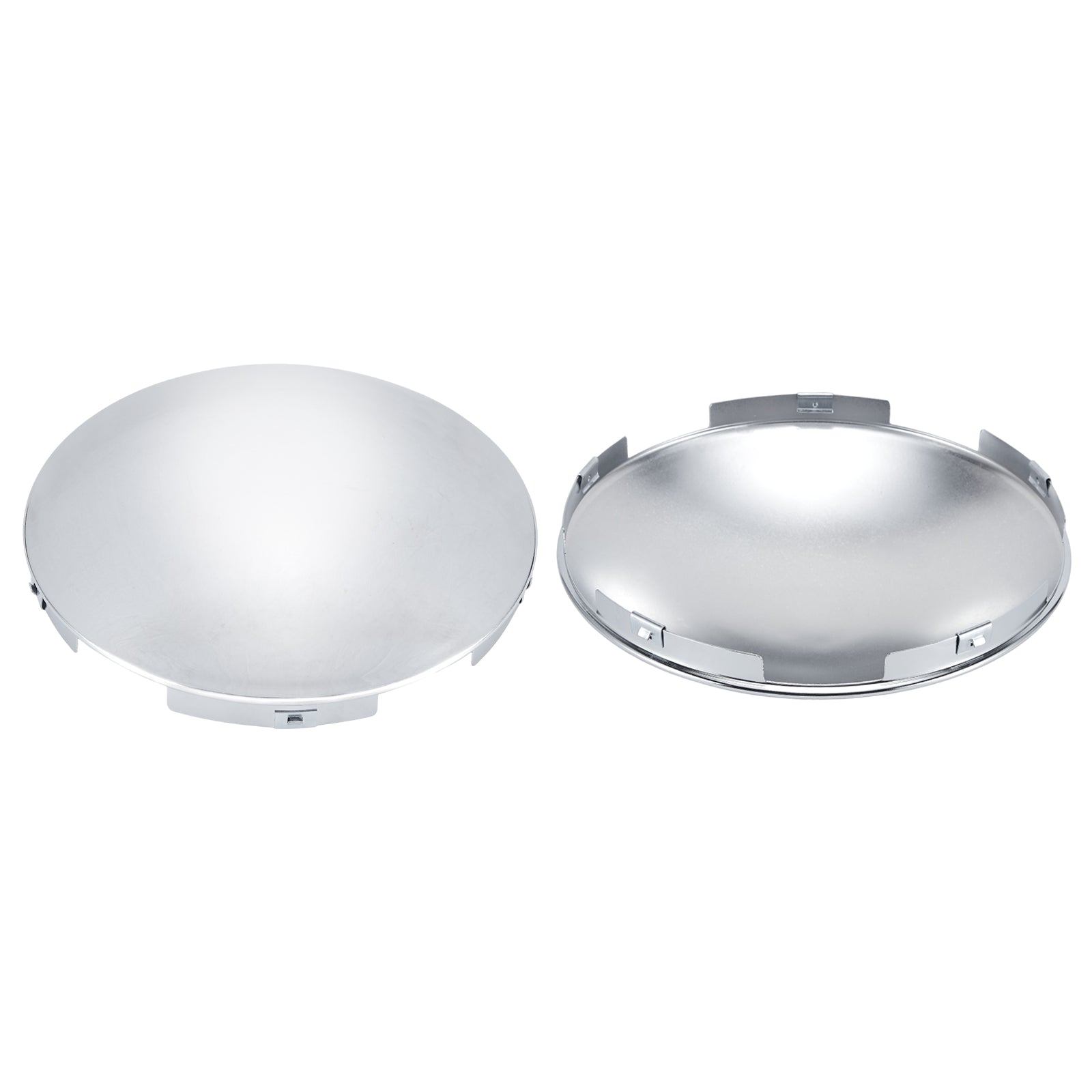 Chrome Front Axle Hub Cover – Dome Style, 5 Clips – 8.9" OD / 8.6" ID (H1F85N5-H51)