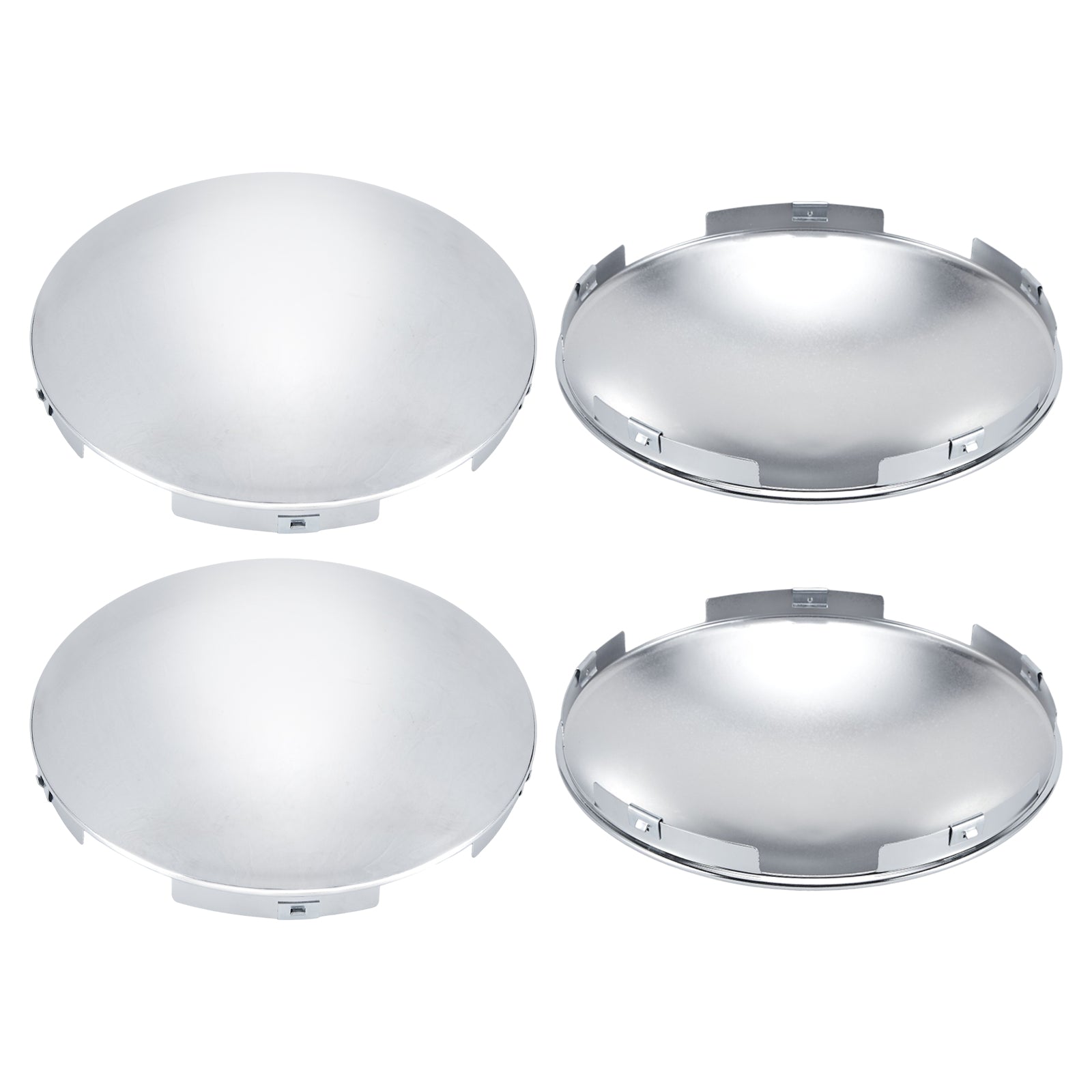 Chrome Front Axle Hub Cover – Dome Style, 5 Clips – 8.9" OD / 8.6" ID (H1F85N5-H51)