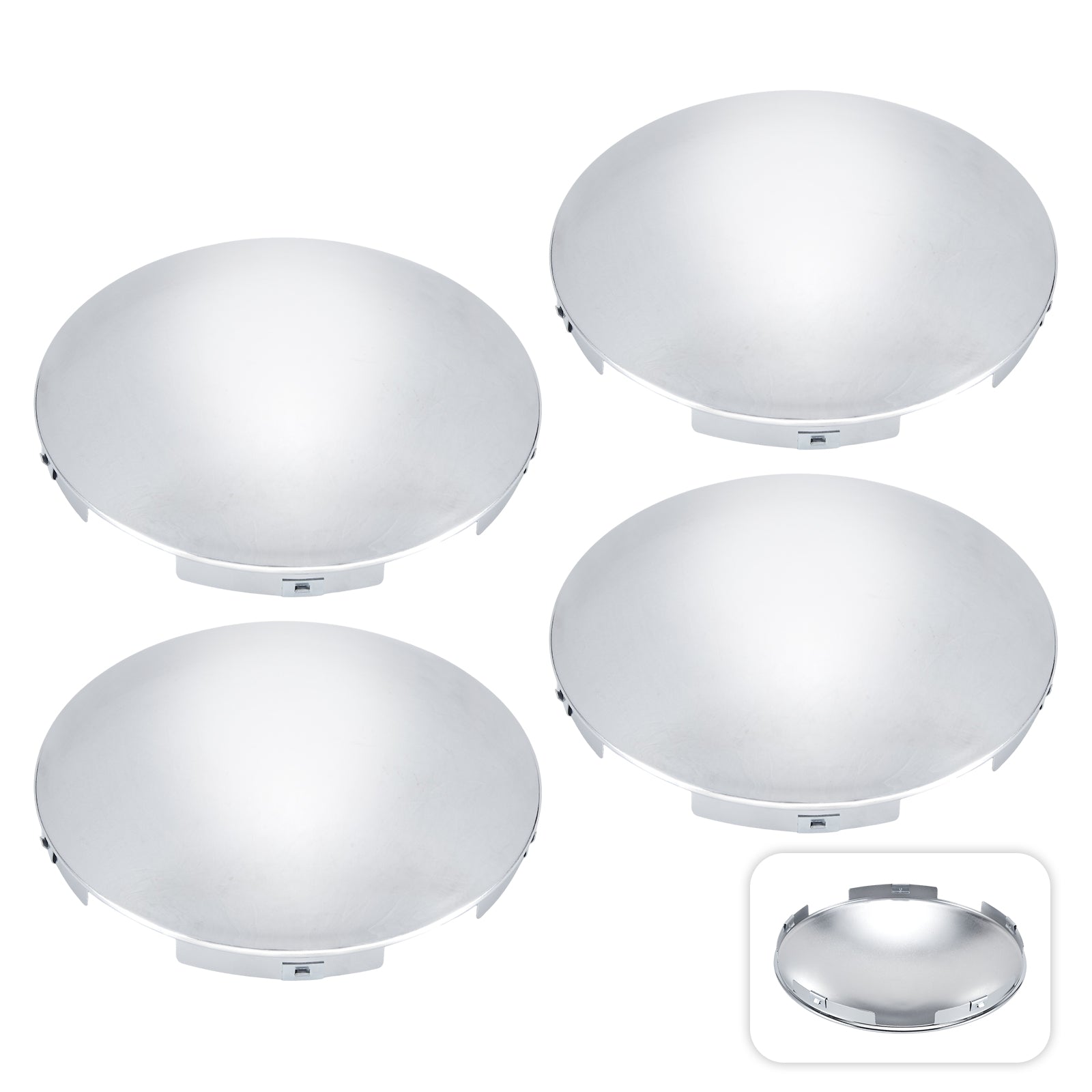 Chrome Front Axle Hub Cover – Dome Style, 5 Clips – 8.9" OD / 8.6" ID (H1F85N5-H51)