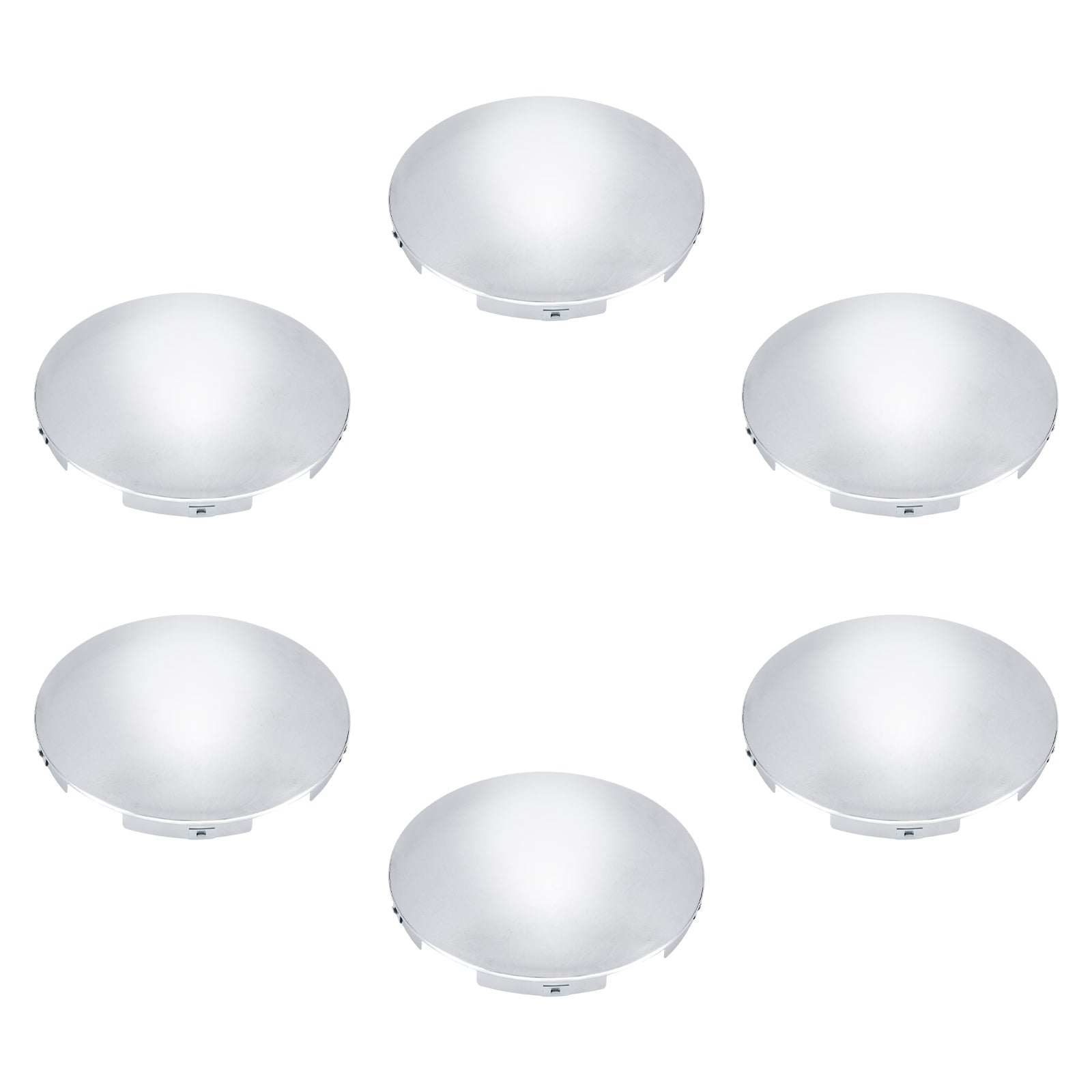 Chrome Front Axle Hub Cover – Dome Style, 5 Clips – 8.9" OD / 8.6" ID (H1F85N5-H51)