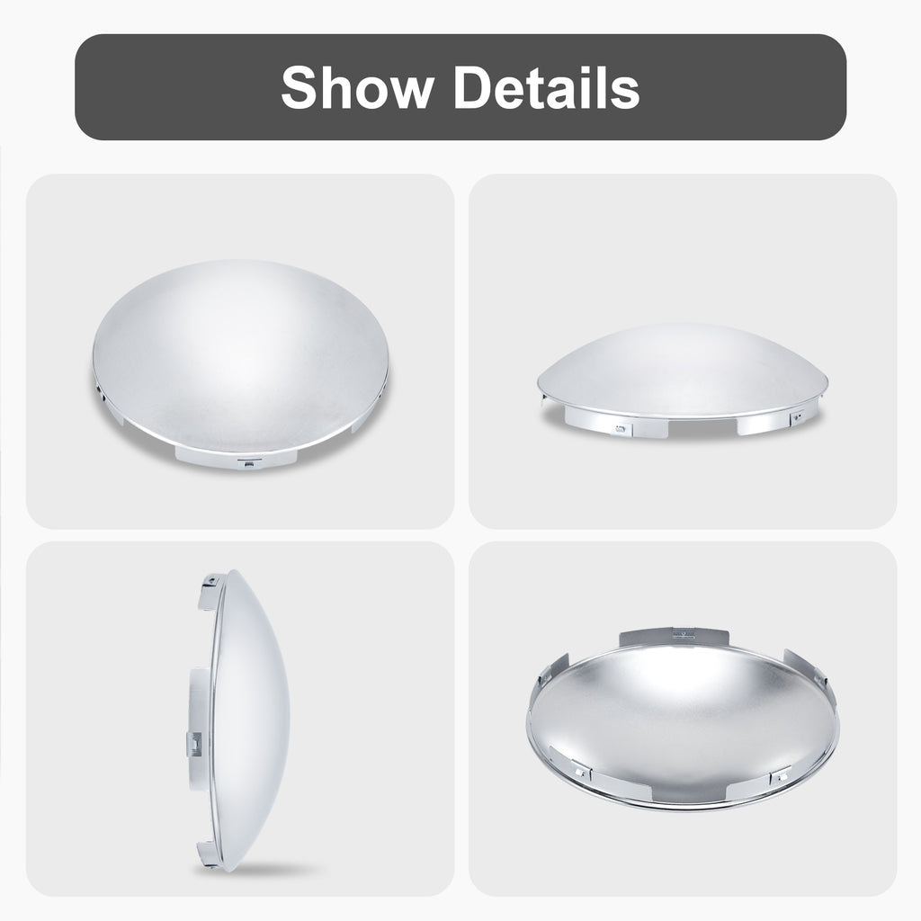 Chrome Front Axle Hub Cover – Dome Style, 5 Clips – 8.9" OD / 8.6" ID (H1F85N5-H51)