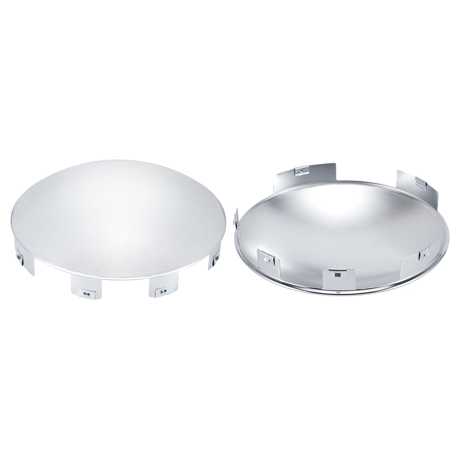 Chrome Front Axle Hub Cover – Dome Style, 6 Clips (Deep Skirt) – 8.9" OD / 8.6" ID (H1F85N6-H52)