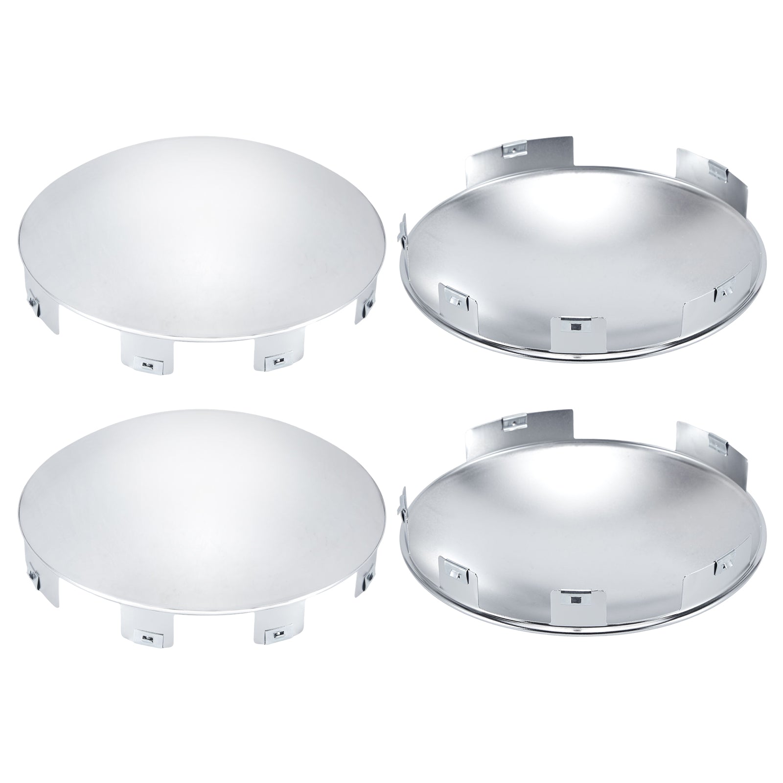Chrome Front Axle Hub Cover – Dome Style, 6 Clips (Deep Skirt) – 8.9" OD / 8.6" ID (H1F85N6-H52)