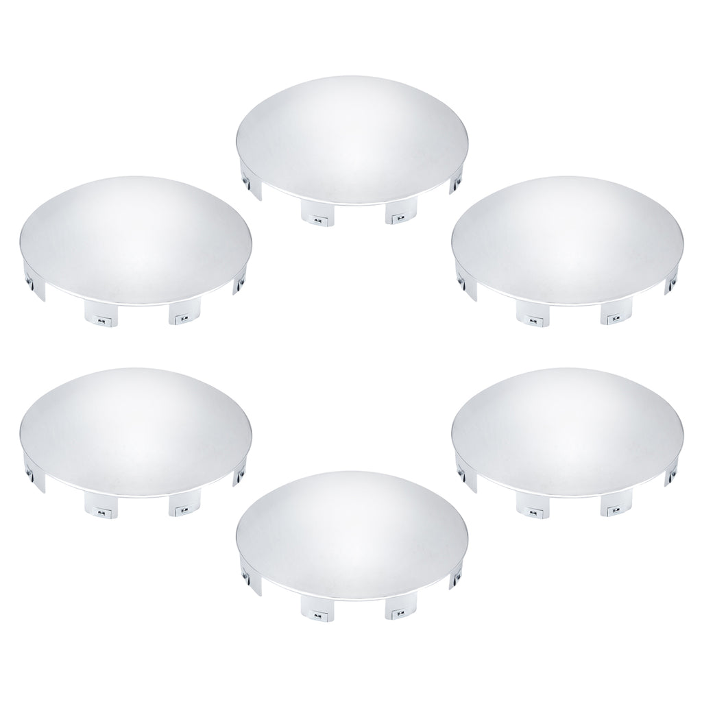Chrome Front Axle Hub Cover – Dome Style, 6 Clips (Deep Skirt) – 8.9" OD / 8.6" ID (H1F85N6-H52)