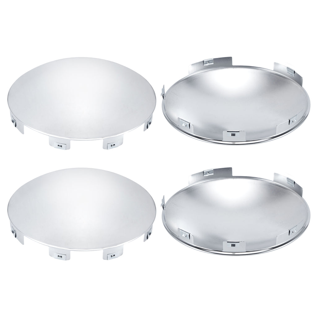 Chrome Front Axle Hub Cover – Dome Style, 6 Clips (Shallow Skirt) – 8.9" OD / 8.6" ID (H1F85N6-H53)