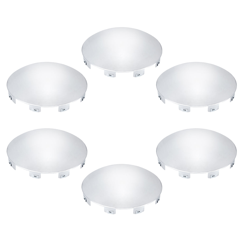 Chrome Front Axle Hub Cover – Dome Style, 6 Clips (Shallow Skirt) – 8.9" OD / 8.6" ID (H1F85N6-H53)