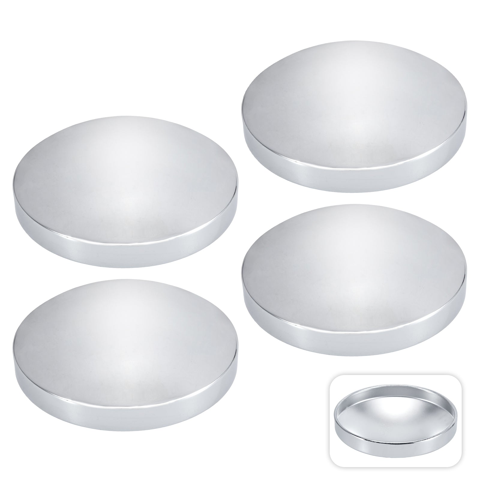 Chrome Front Axle Hub Cover – Low-Profile Flat Dome – 8.35" OD / 8" ID (H1R8)