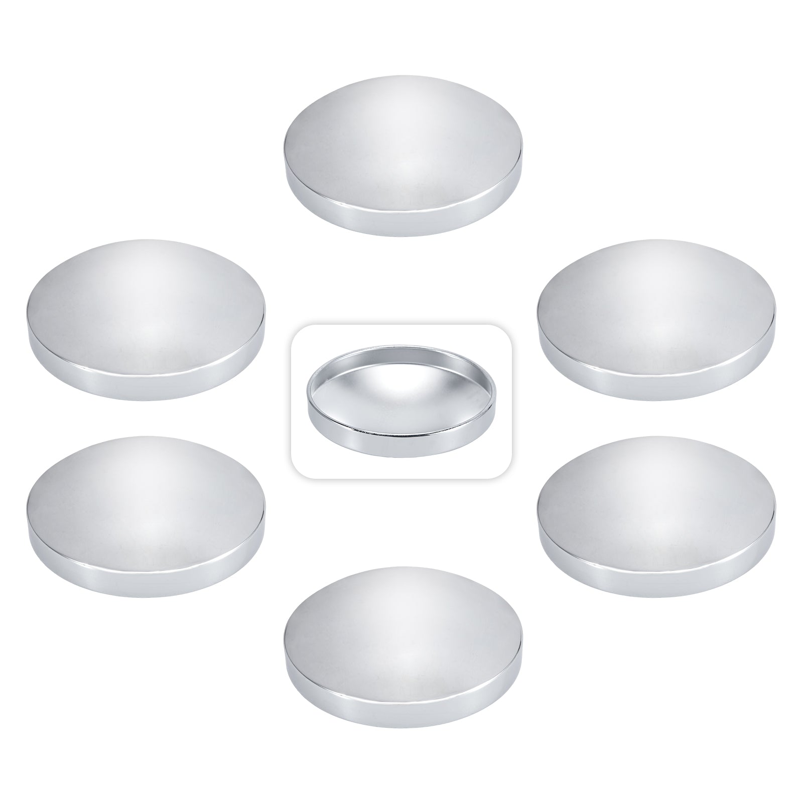 Chrome Front Axle Hub Cover – Low-Profile Flat Dome – 8.35" OD / 8" ID (H1R8)
