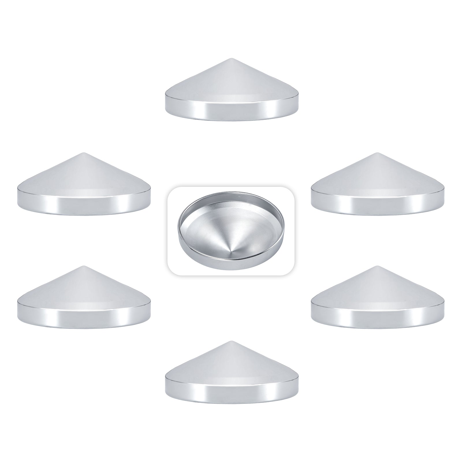 Chrome Front Axle Hub Cover – Pointed Cone Style – 8.35" OD / 8" ID (H2R8)