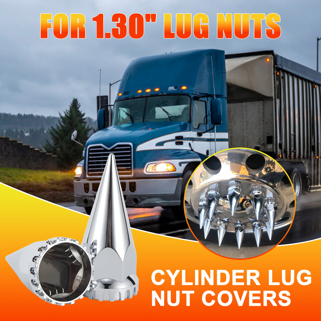 Chrome Spiked Push-On Lug Nut Covers – 33 mm – 60 Pack (HBC03)