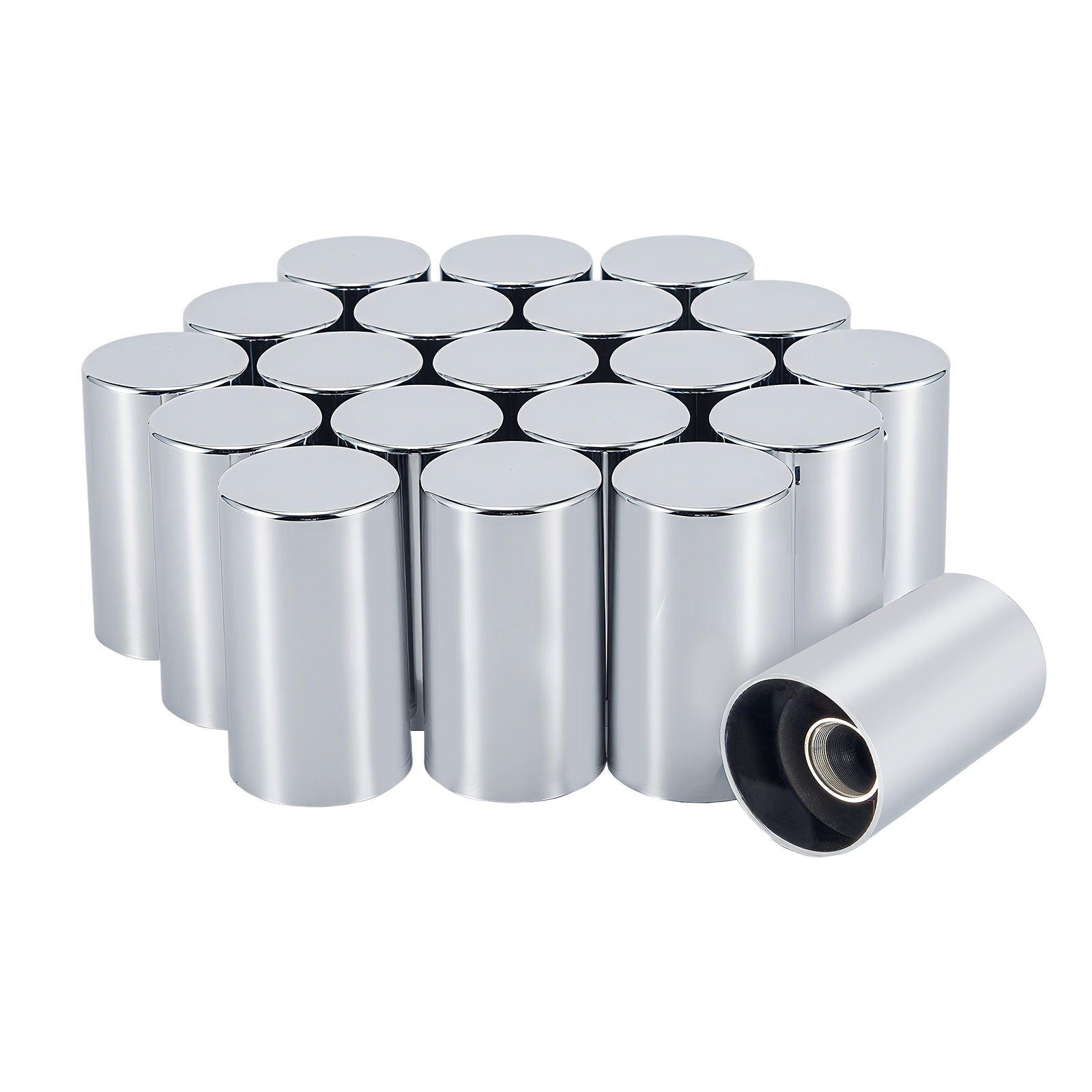 Chrome Smooth-Cylinder Screw-On Lug Nut Covers – 33 mm – 20 / 40 / 60 Pack (HBC05)