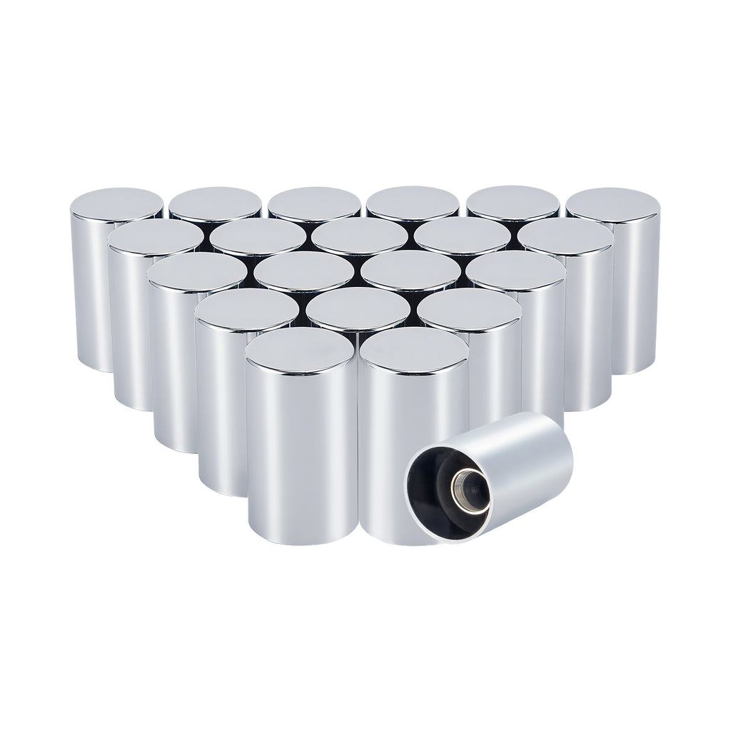 Chrome Smooth-Cylinder Screw-On Lug Nut Covers – 33 mm – 20 / 40 / 60 Pack (HBC05)