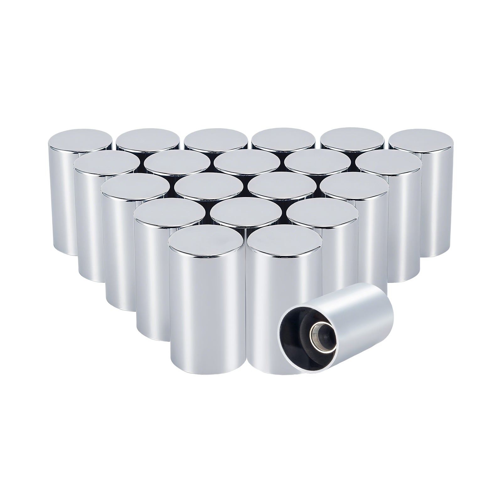 Chrome Smooth-Cylinder Screw-On Lug Nut Covers – 33 mm – 20 / 40 / 60 Pack (HBC05)