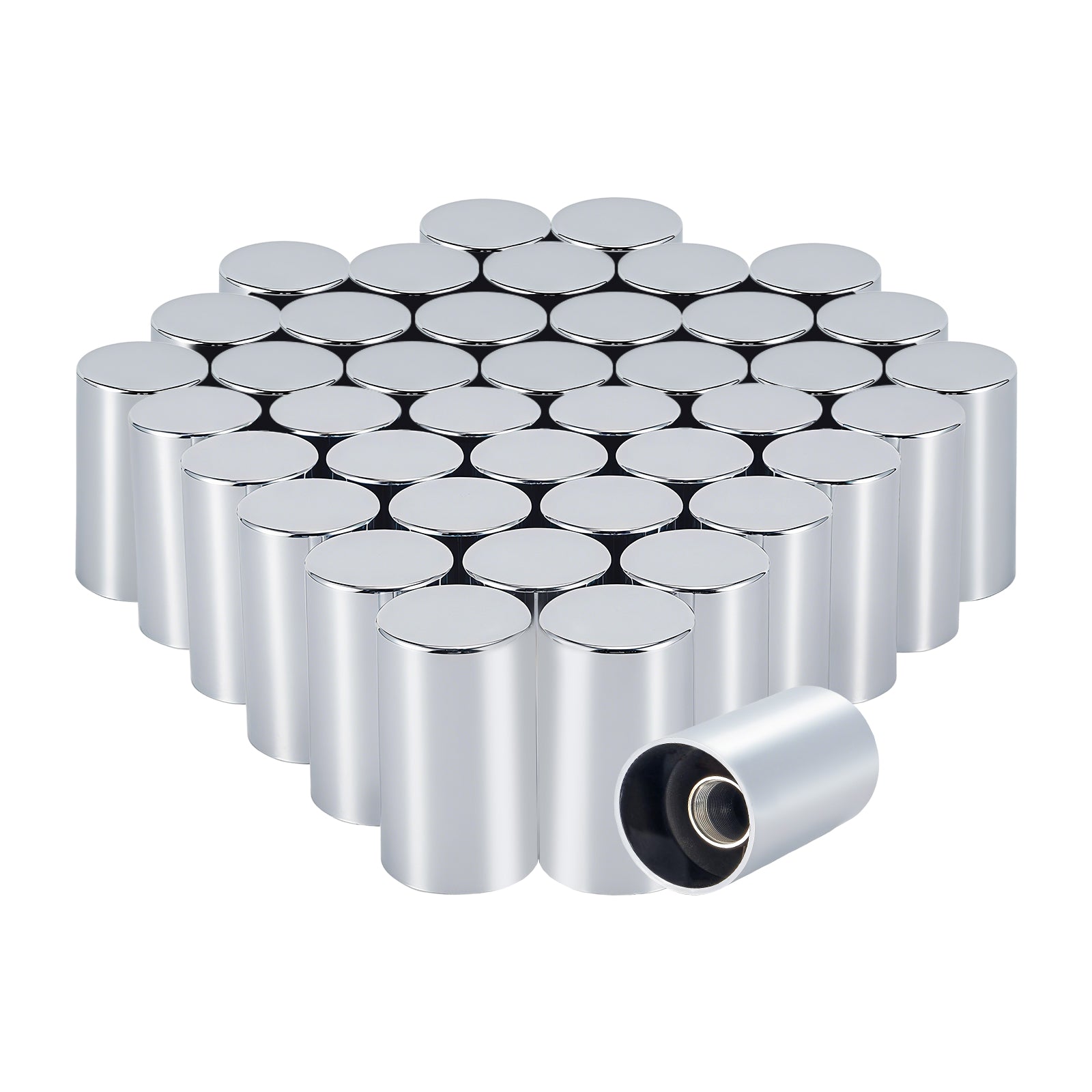 Chrome Smooth-Cylinder Screw-On Lug Nut Covers – 33 mm – 20 / 40 / 60 Pack (HBC05)