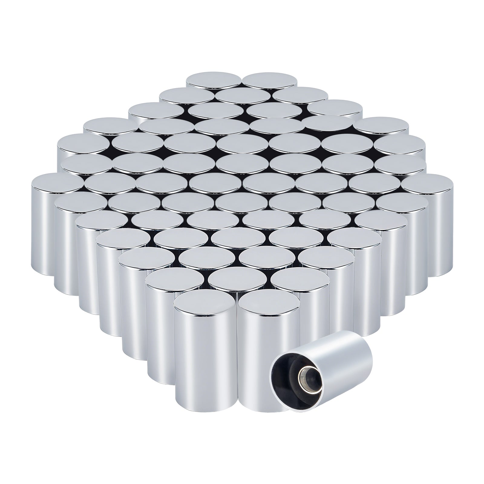 Chrome Smooth-Cylinder Screw-On Lug Nut Covers – 33 mm – 20 / 40 / 60 Pack (HBC05)