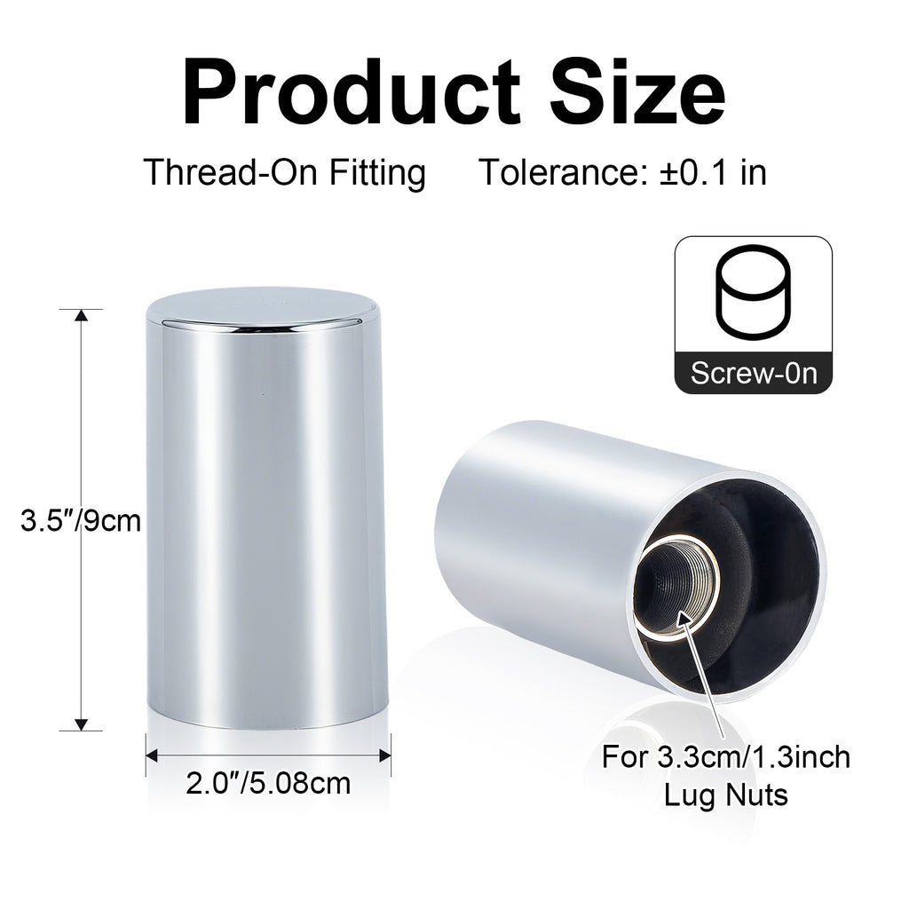 Chrome Smooth-Cylinder Screw-On Lug Nut Covers – 33 mm – 20 / 40 / 60 Pack (HBC05)