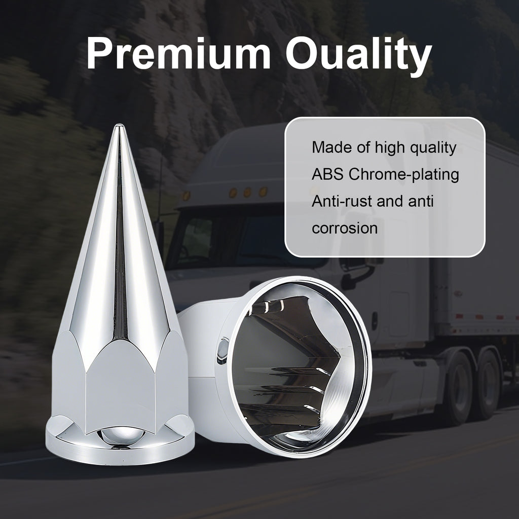 Chrome Spiked Cone Screw-On Lug Nut Covers – 33 mm – 20 / 40 / 60 Pack (HBC05 Spike)