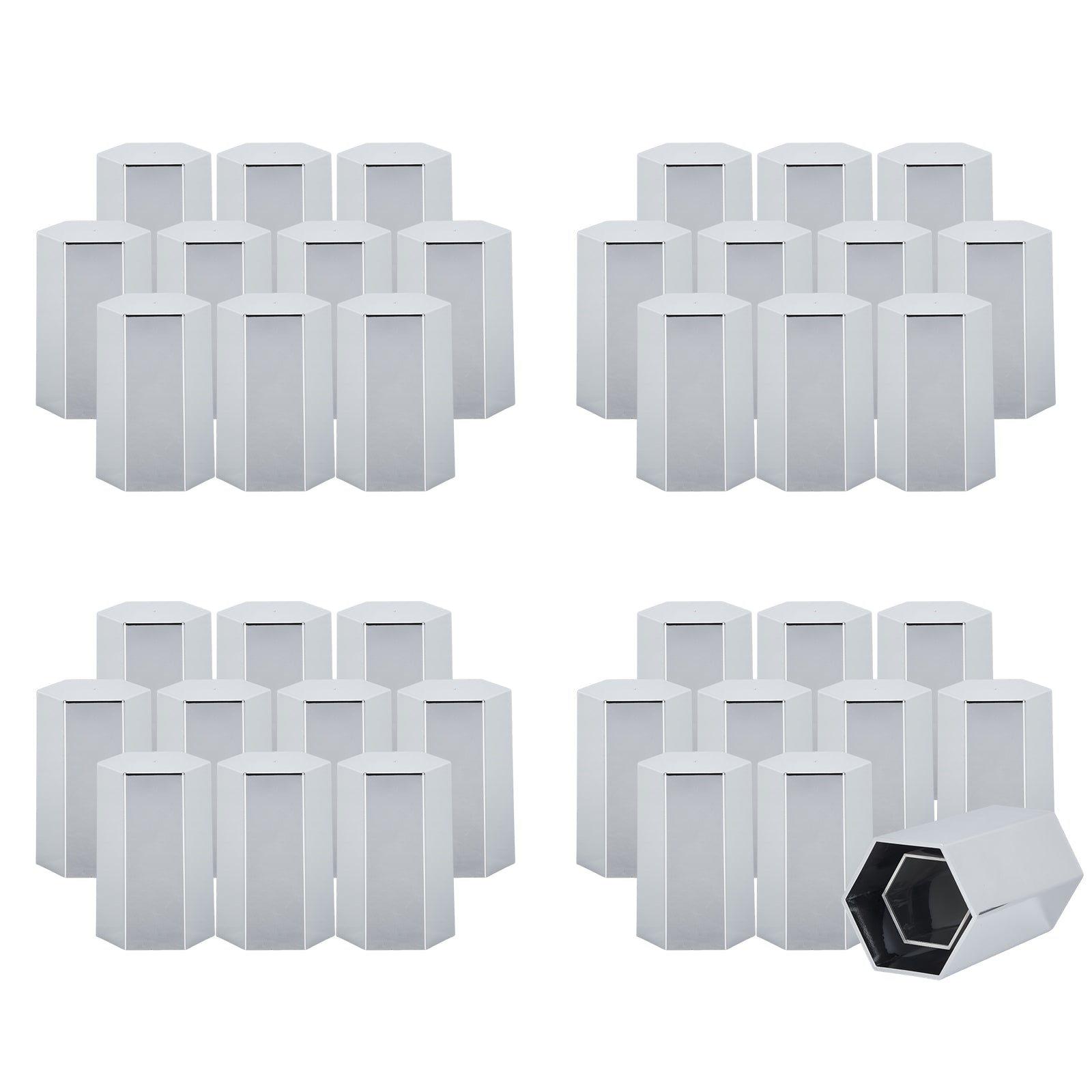 Chrome Hexagonal Push-On Lug Nut Covers – 33 mm – 20 / 40 / 60 Pack (HBC06 Push)
