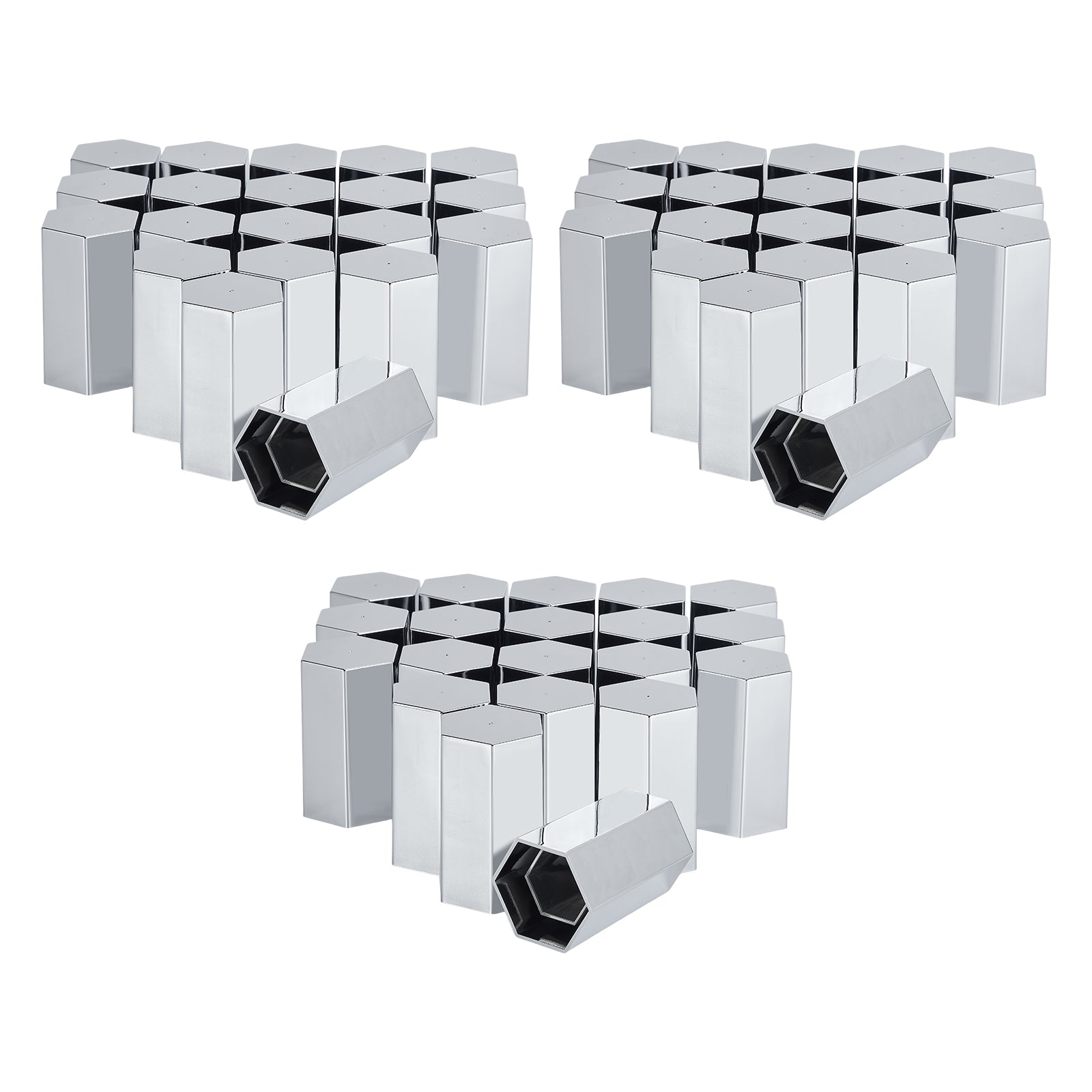 Chrome Hexagonal Push-On Lug Nut Covers – 33 mm – 20 / 40 / 60 Pack (HBC06 Push)