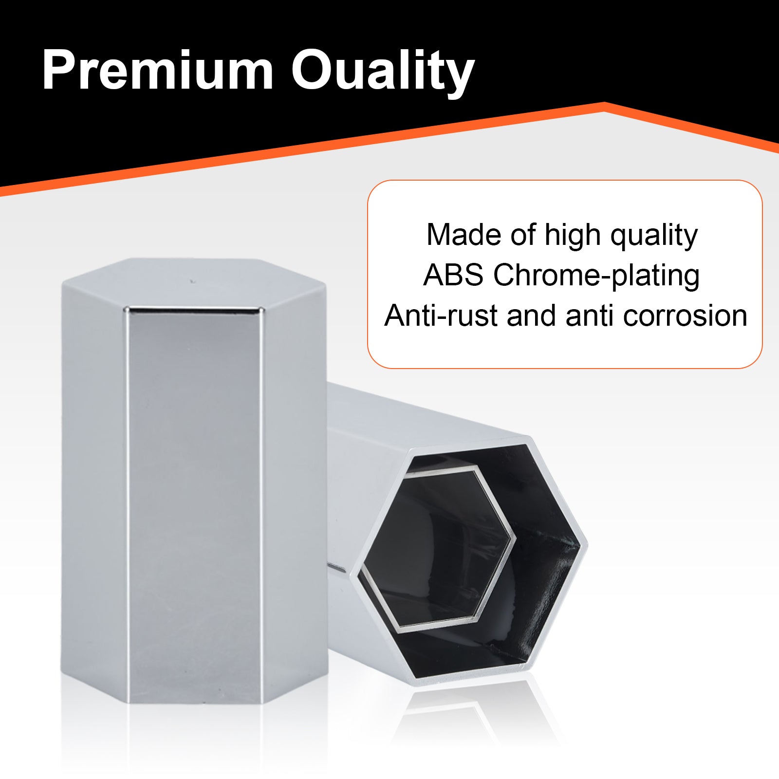 Chrome Hexagonal Push-On Lug Nut Covers – 33 mm – 20 / 40 / 60 Pack (HBC06 Push)