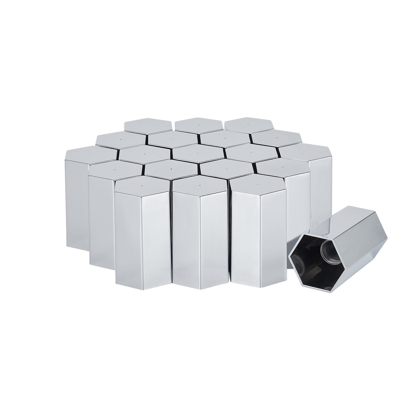 Chrome Hexagonal Screw-On Lug Nut Covers – 33 mm – 20 / 40 / 60 Pack (HBC06 Screw)
