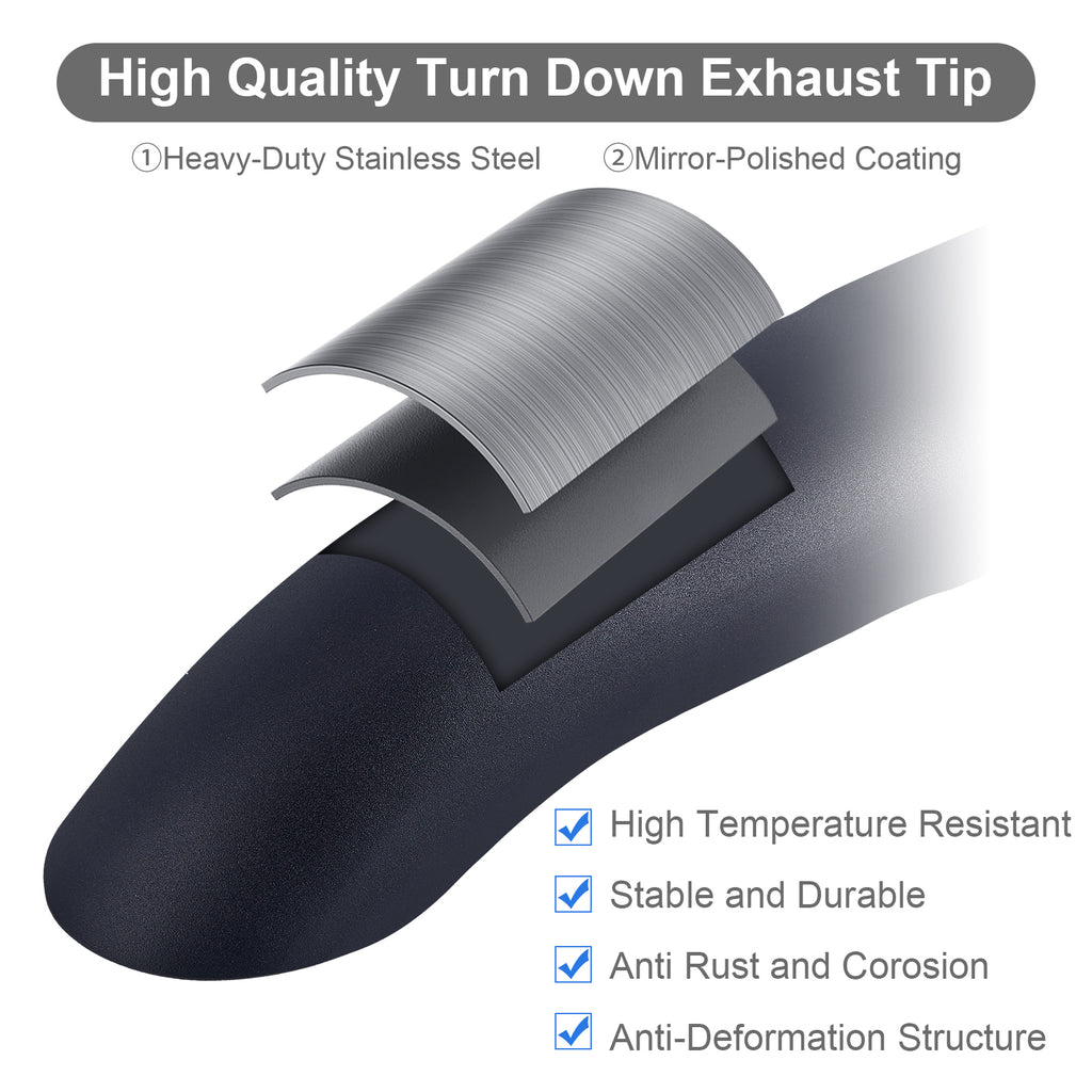 Chrome Turn-Down Exhaust Tip – 12" – 2.5", 3", 3.5", 4" – Stainless or Black
