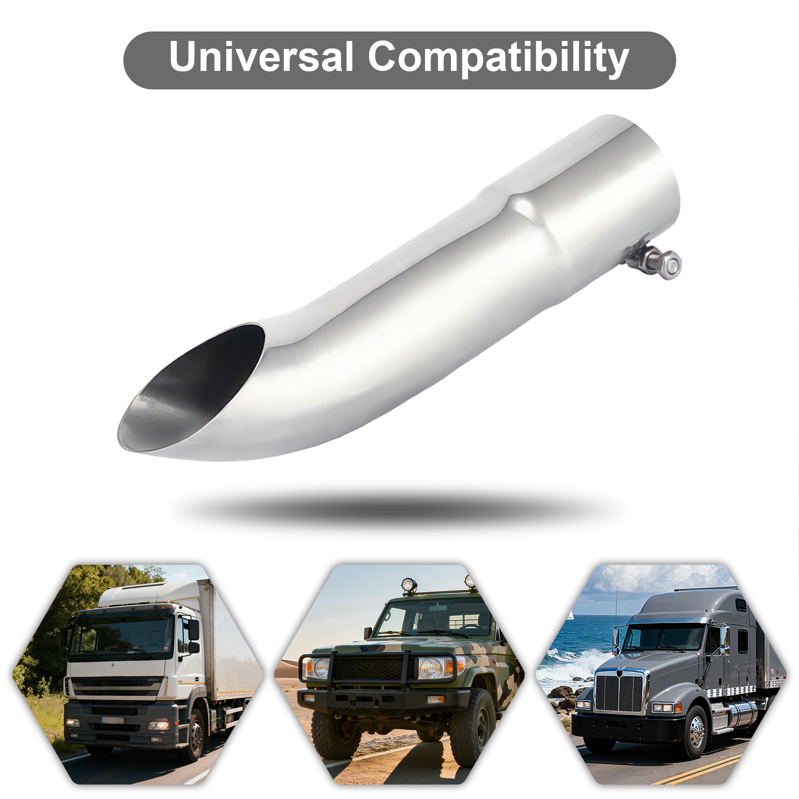 Chrome Turn-Down Exhaust Tip – 12" – 2.5", 3", 3.5", 4" – Stainless or Black