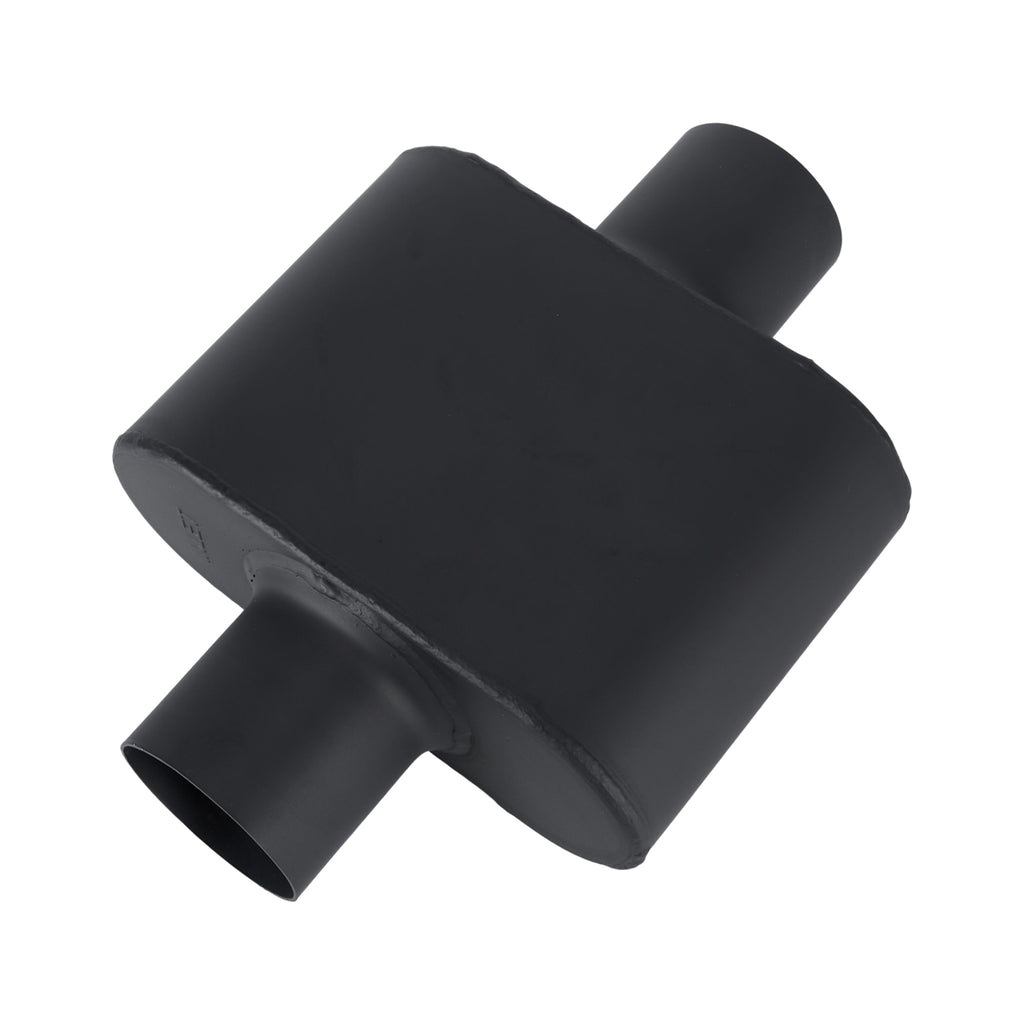Chambered Performance Muffler – Compact Body, Center-In / Center-Out – 2", 2.25", 2.5", 3" – Stainless or Black (A Series)