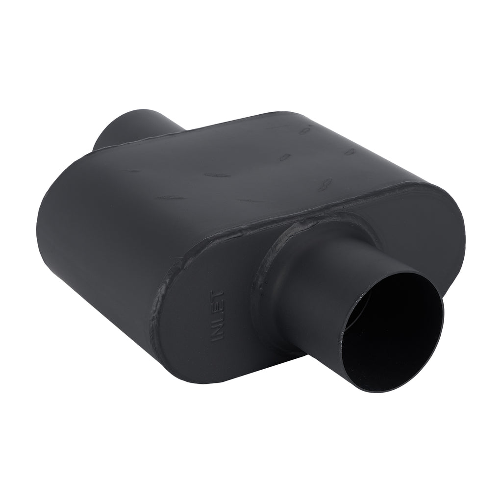 Chambered Performance Muffler – Compact Body, Center-In / Center-Out – 2", 2.25", 2.5", 3" – Stainless or Black (A Series)
