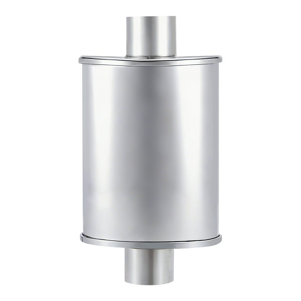 Polished Stainless Chambered Muffler – Compact Oval Body – 2.5", 3" (J Series)