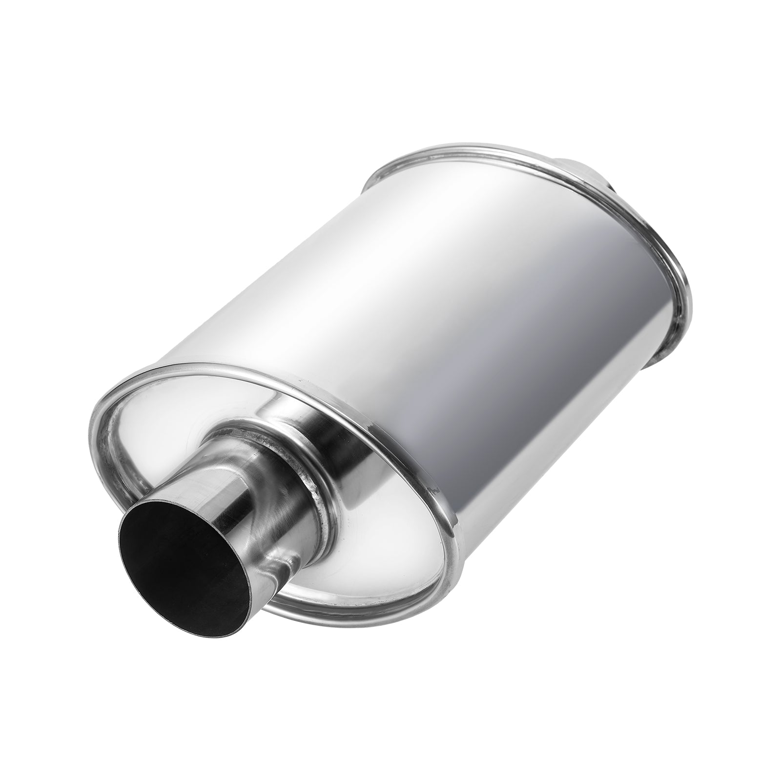 Polished Stainless Chambered Muffler – Compact Oval Body – 2.5", 3" (J Series)
